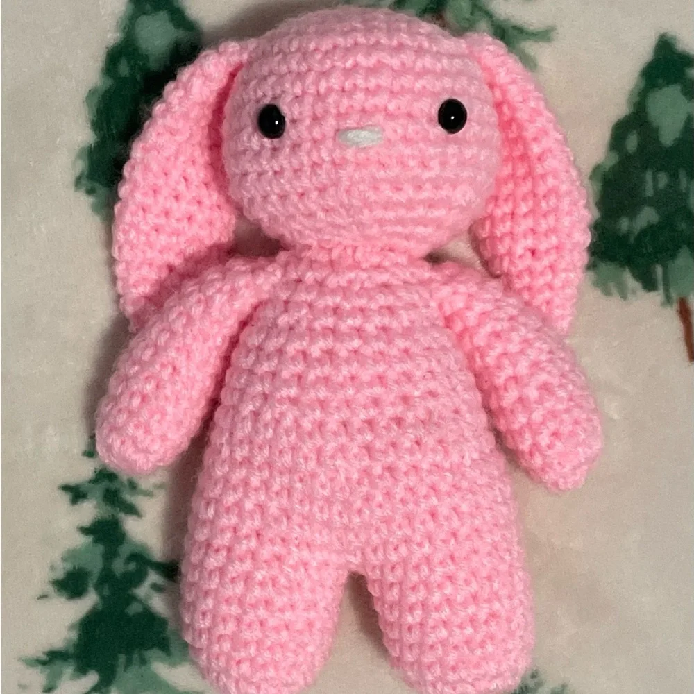 Pink Crochet Bunny Plush Toy NWOT - Picture 1 of 3